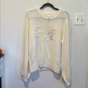 LC Lauren Conrad Ivory Cat Sweater